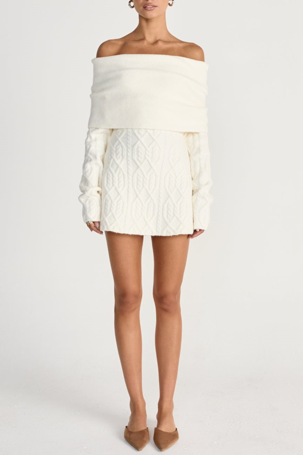 Salaga Off Shoulder Knit Mini Dress - White
