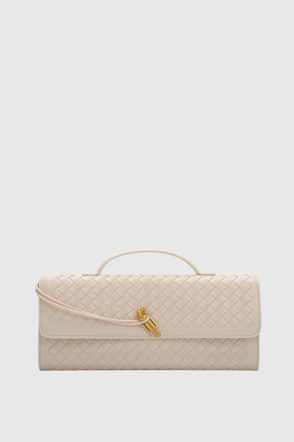 Samiya Woven Clutch Bag  - Beige