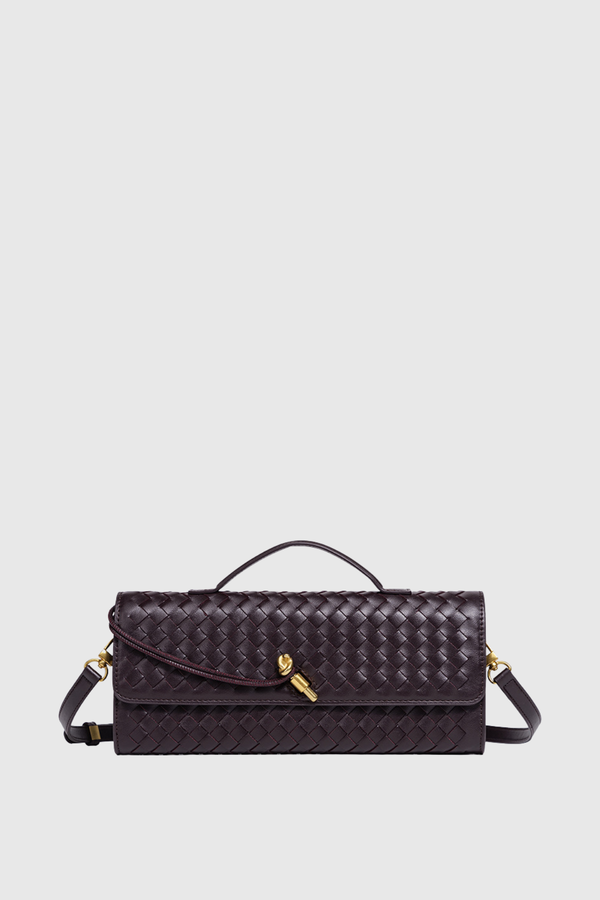 Samiya Woven Clutch Bag  - Chocolate