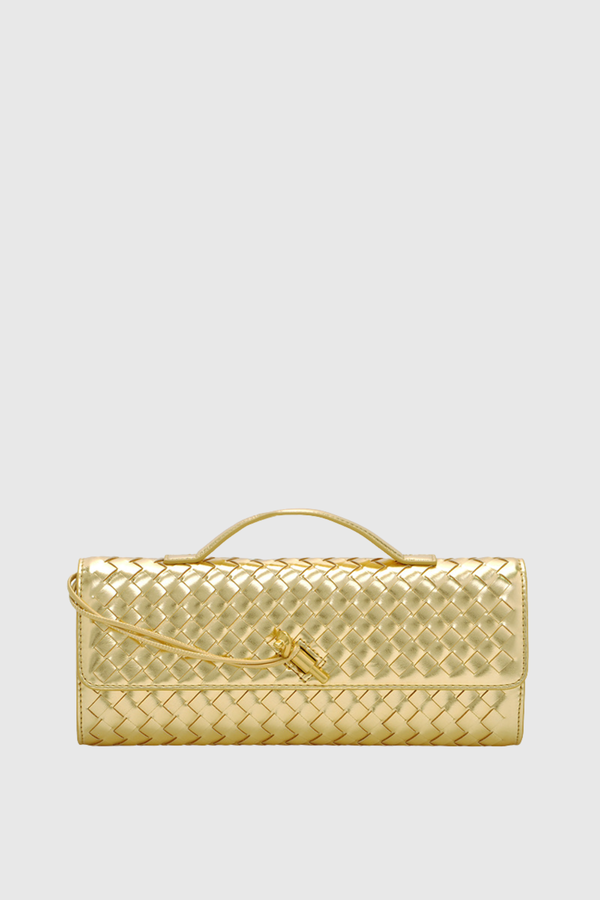 Samiya Woven Clutch Bag  - Gold