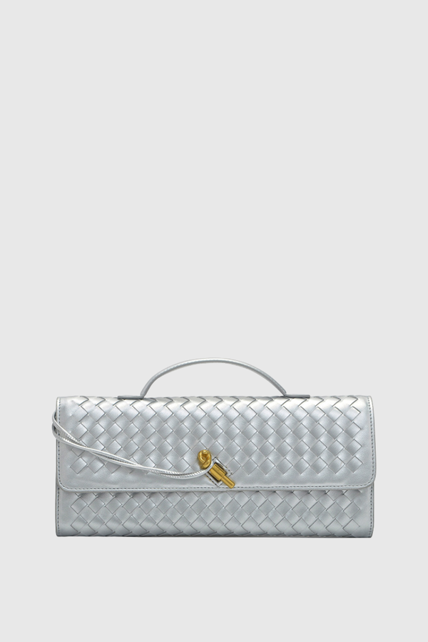 Samiya Woven Clutch Bag  - Silver