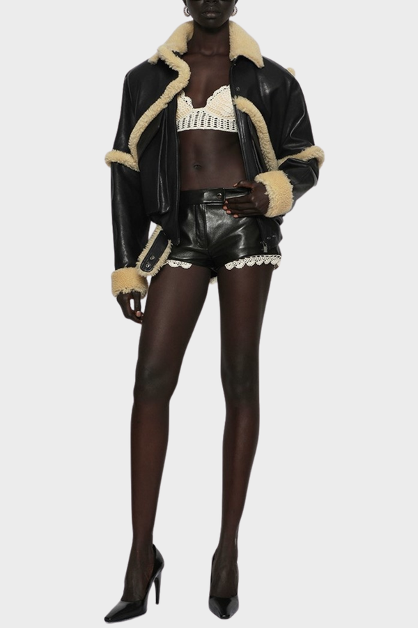 Senna Shearling-trimmed Leather Bomber Jacket