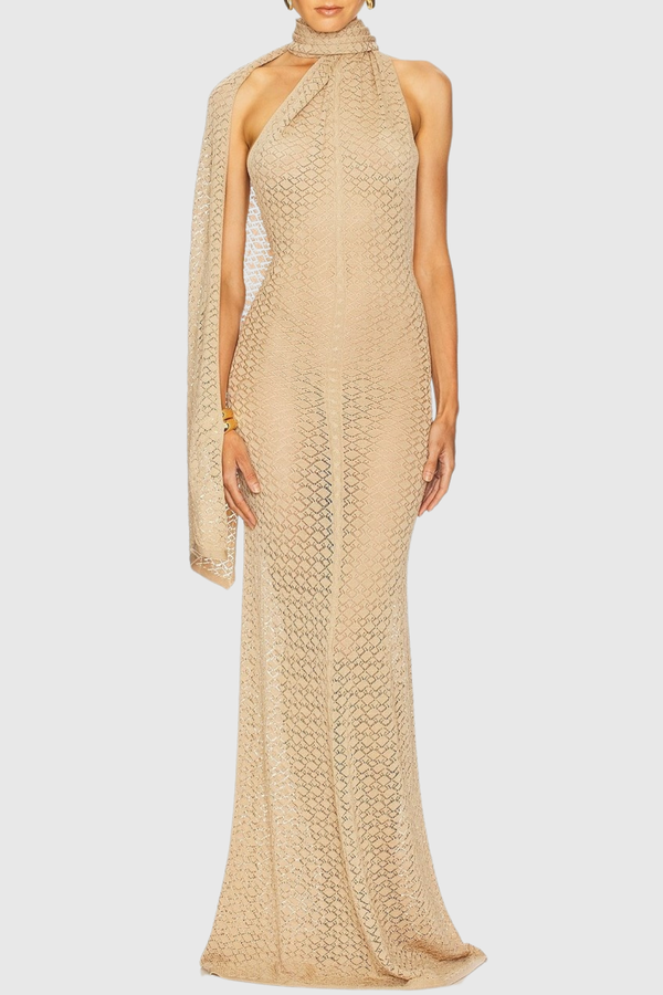 Siouse Backless Wrap Maxi Dress - Apricot