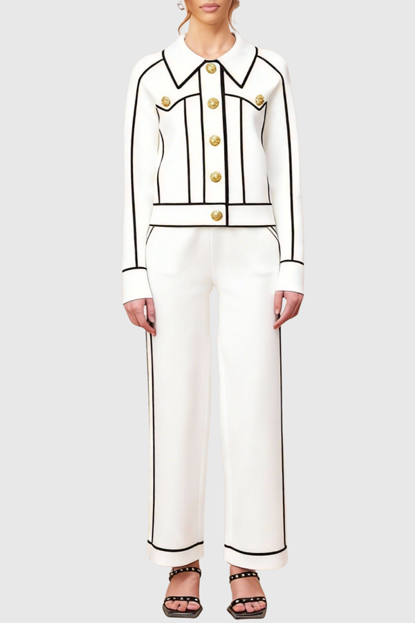 Sitara Buttoned Knit Top - White