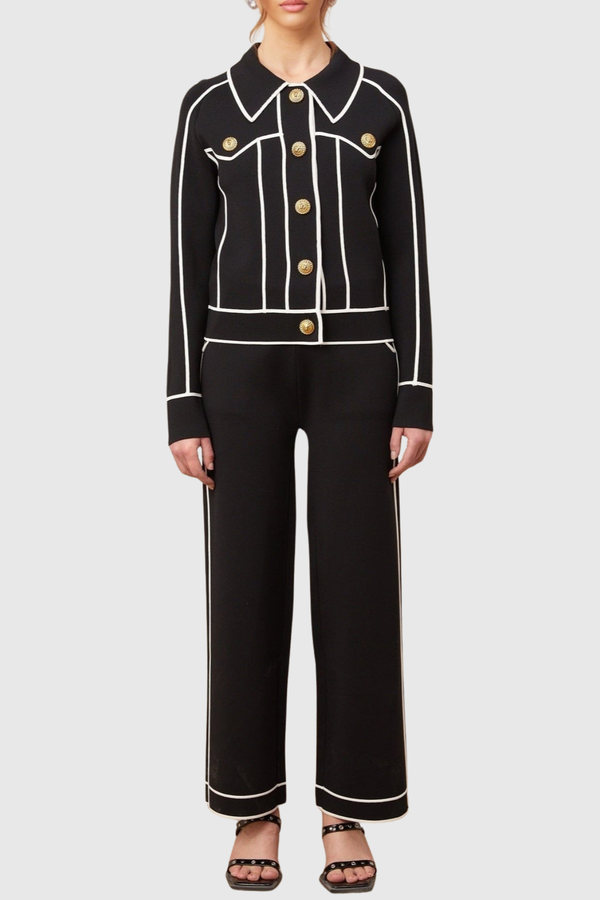 Sitara Buttoned Knit Top - Black