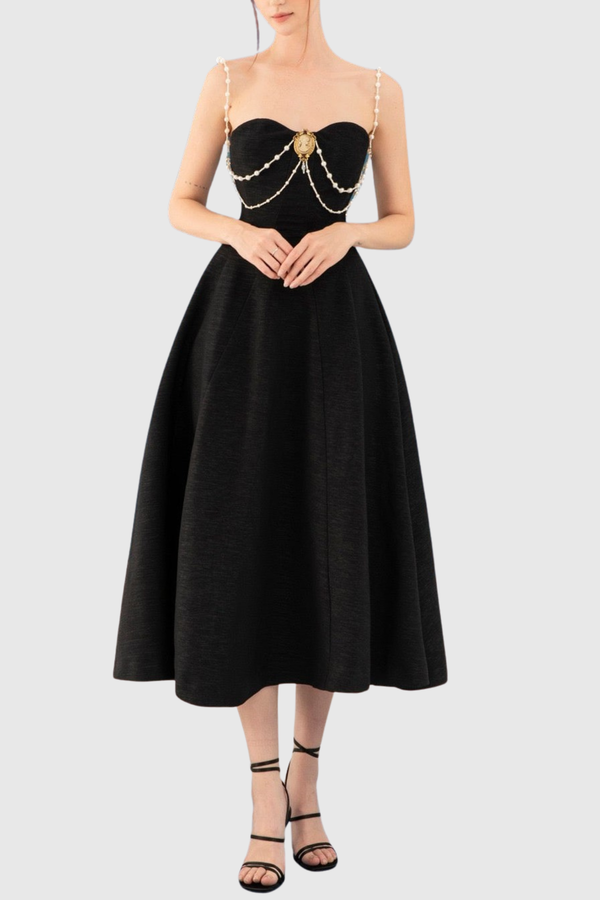 Tassa Pearl Embellished Midi Dress