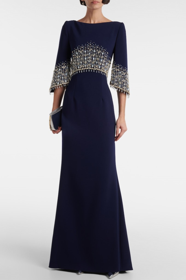 Thaya Crystal Embellished Maxi Dress - Navy