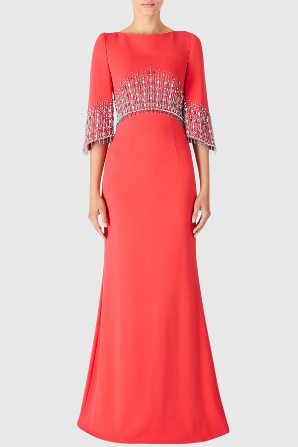 Thaya Crystal Embellished Maxi Dress - Red