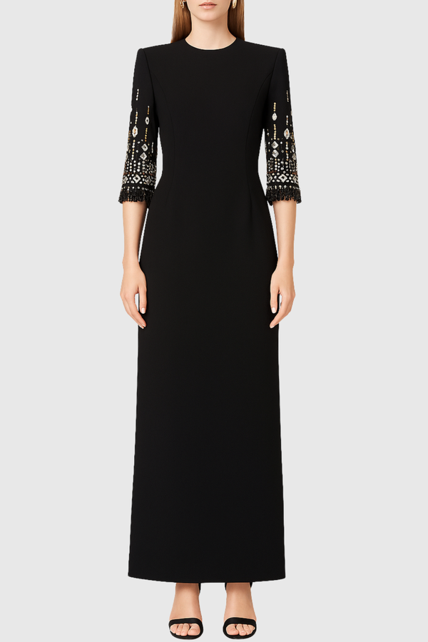 Thista Crystal Embellished Maxi Dress - Black