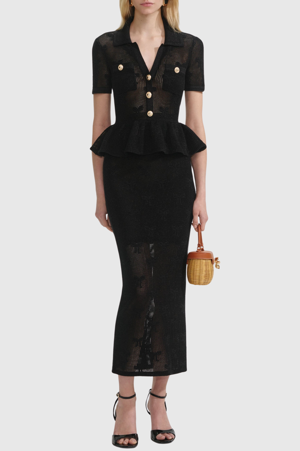 Timoto Crochet Ruffle Midi Dress