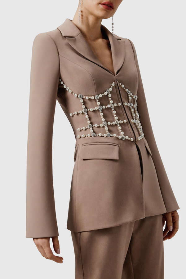 Toivo Pearl Embellished Bandage Blazer