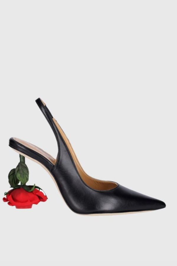 Torqua Rose Heel Leather Slingback Pumps