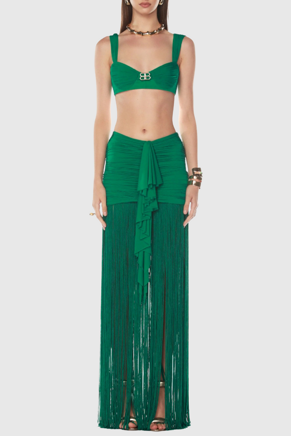 Tyonska Fringe Ruched Two Piece Set