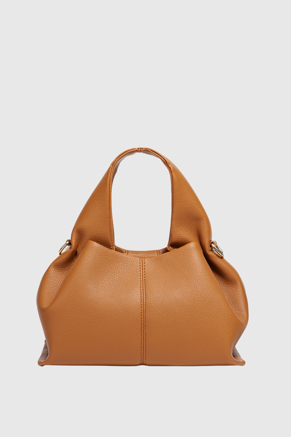 Zafira Leather Cloud Bag - Caramel