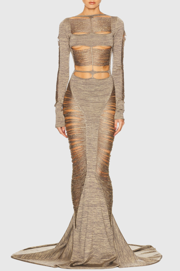 Zamza Fringe Cutout Maxi Dress